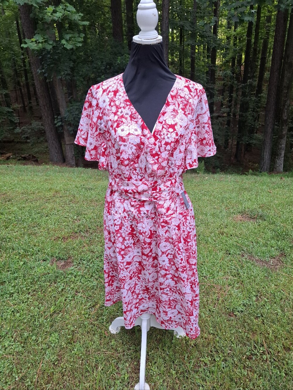 Lane Bryant Red Floral Lena Surplice-Neck Fit & Flare Dress Size 24 NWT